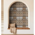thumbnail image 5 of S4Sassy Peel & Stick Vinyl Wallpaper, Tile Squares Patchwork Wallpaper Contact Paper Waterproof- Brown, 25"x240" ,Textured Removable Wall Covering for Home Decor in Living Areas, Renter Space, 5 of 8