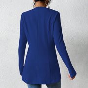 Aellinatey Women's business casual blazer, collarless, long sleeves, button-down front, with pockets, suitable for work wear.