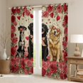 thumbnail image 2 of Manfei Cute Pet Dogs Black Out Curtains,Retro Rustic Flower Curtains Pack of 2 (42x63 Each),Red Floral Bedroom Curtains For Girls Boys,Breathable Home Decor, 2 of 6
