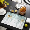 thumbnail image 3 of Eucalyptus Leaves Placemats Set of 12, Turquoise Summer Botanical Weeping Placemats for Dining Table, Place Mats for Kitchen Tabletop, Waterproof Wipeable Dining Table Mats Set, 3 of 9