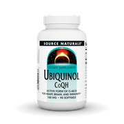 Source Naturals Ubiquinol CoQH Active Form of CoQ10 100 mg for Heart, Brain, and Immunity 90 Softgels