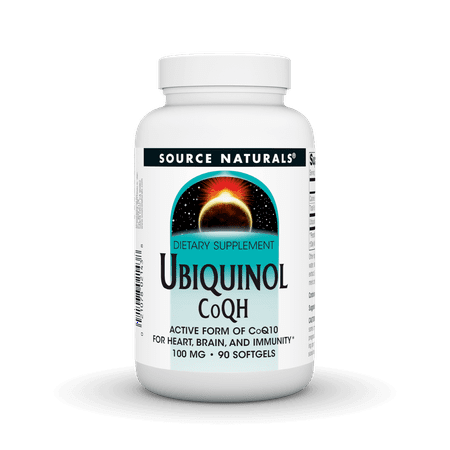 Source Naturals Ubiquinol CoQH Active Form of CoQ10 100 mg for Heart, Brain, and Immunity 90 Softgels
