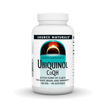 Source Naturals Ubiquinol CoQH Active Form of CoQ10 100 mg for Heart, Brain, and Immunity 90 Softgels