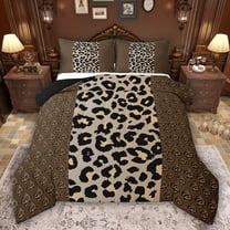 Feelyou Adult Cheetah Print Queen Comforter Set, Leopard Animal Bedding Set, 3pcs