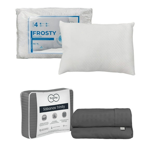 Juego de Sábanas Individual Trinity Gris Oxford + Almohada Frosty