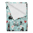 thumbnail image 2 of Cat Lover Soft Flannel Fleece Blanket, Black and White Cats in Love Meow Print Among Hearts Daydreaming Kitties Cat Ears, Cozy Plush for Indoor and Outdoor Use, 60" x 80", Multicolor, by Ambesonne, 2 of 5