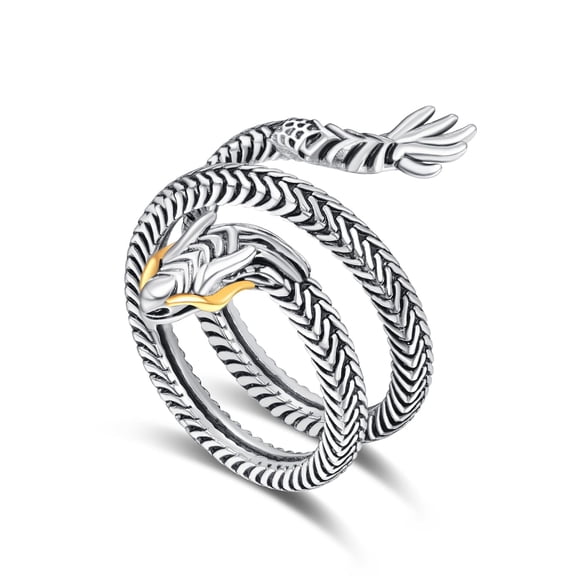 Dragon Ring for Women 925 Sterling Silver Adjustable Open Wrap Dragon Ring