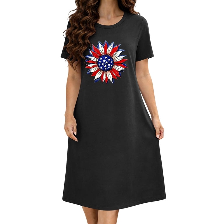 plus graphic t shirt dress Plus Size Women's Casual T-Shirt Dress with Rock On Graphic Print Short Sleeve Round Neck Summer Casual Breathable Fashion Dress