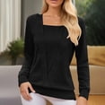 thumbnail image 6 of AKOEE Knit Sweaters Long Sleeve Tunic Tops for Women Loose Fit Square Neck Fall Winter Casual Dressy Pullovers (M, Black), 6 of 7