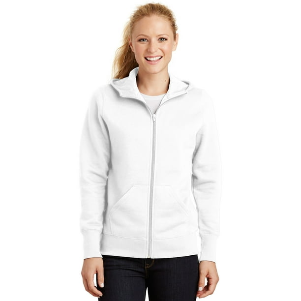 Sport-Tek - Chaqueta de forro polar con capucha y cierre completo para mujer, color blanco, XXX-Large deporte-tek L265