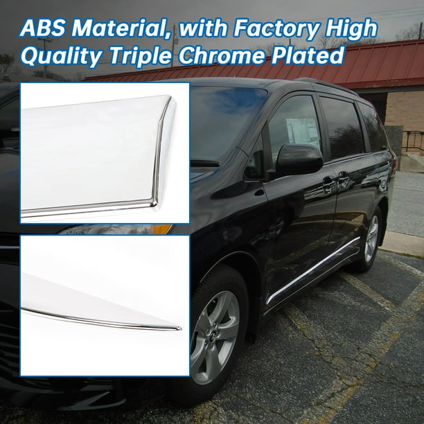 4-Piece Chrome Outside Door Molding Trim Kit For Toyota Sienna 2011-2020 - ABS With 3M Tape, Easy Stick-On Install