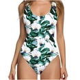 thumbnail image 2 of One Piece Floral Swimsuits for Women, Tummy Cute Bathing Suit Swim Suit for Teens Girls Athletic Backless Swimwear Lady One-Piece Swimsuits Green M, 2 of 4