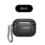 AirPods Pro Case with Keychain, Allytech Carbon Fiber Wireless Charging Protective Shockproof Carabiner Bluetooth Earphone Storage Bag Charging Box Cover for Apple Airpods Pro / Airpods 3, Black