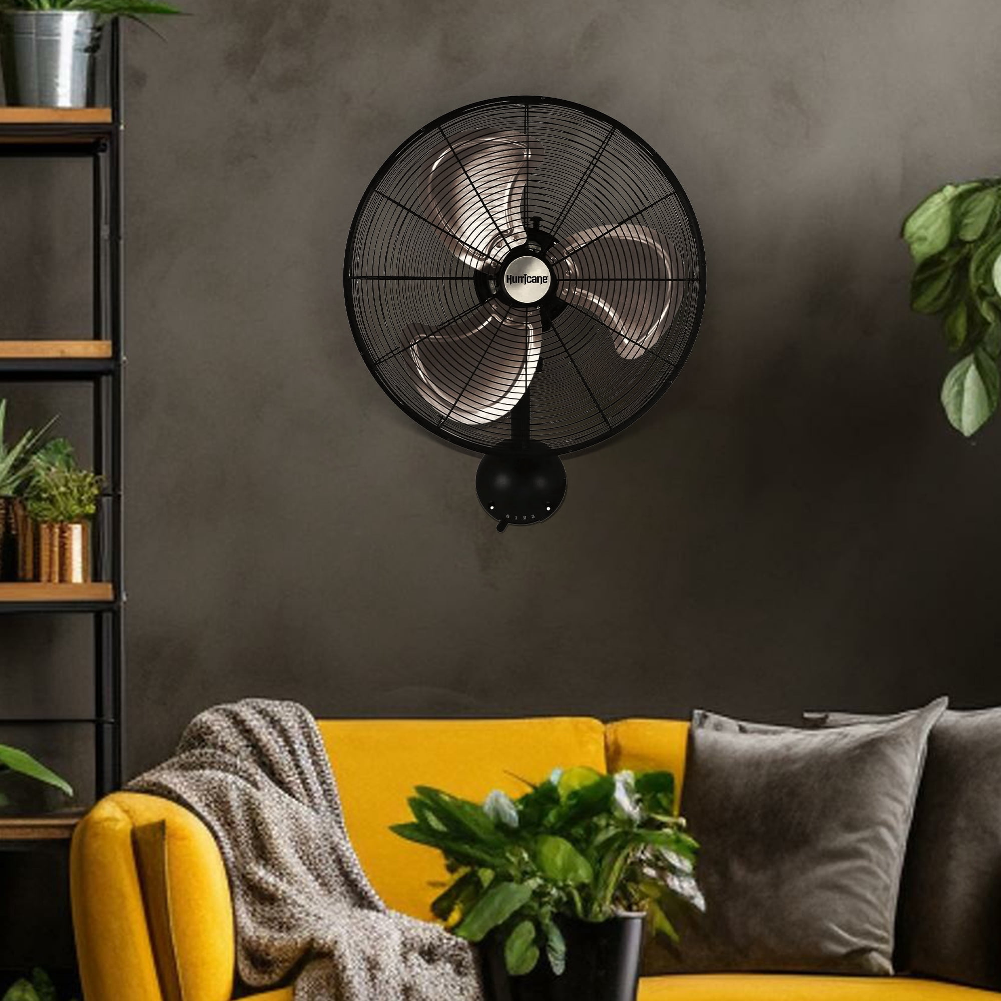 Hurricane 16" Pro High Velocity Oscillating Metal Wall Mount Fan with 3-Speed Cooling