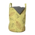 thumbnail image 1 of Leaves Laundry Bag, Various Shapes of Botanical Plantation Motifs of Garden Elements, Hamper Basket with Handles Drawstring Closure for Laundromats, 13" x 19", Mustard Slate Brown, by Ambesonne, 1 of 4