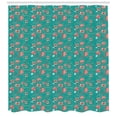 thumbnail image 3 of Teal and Pink Shower Curtain, Abstract Flowers with Pink and White Dots Swirls Little Leaves, Fabric Bathroom Set with Hooks, 69W X 70L Inches, Teal Pale Pink and White, by Ambesonne, 3 of 3