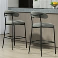 thumbnail image 3 of Knubmt Set of 2 Barstools with Mtal Base and Footrest, 26" Height Fabric Seat Bar Stools for Dining Room, Bar, Kitchen, Gray, 3 of 9