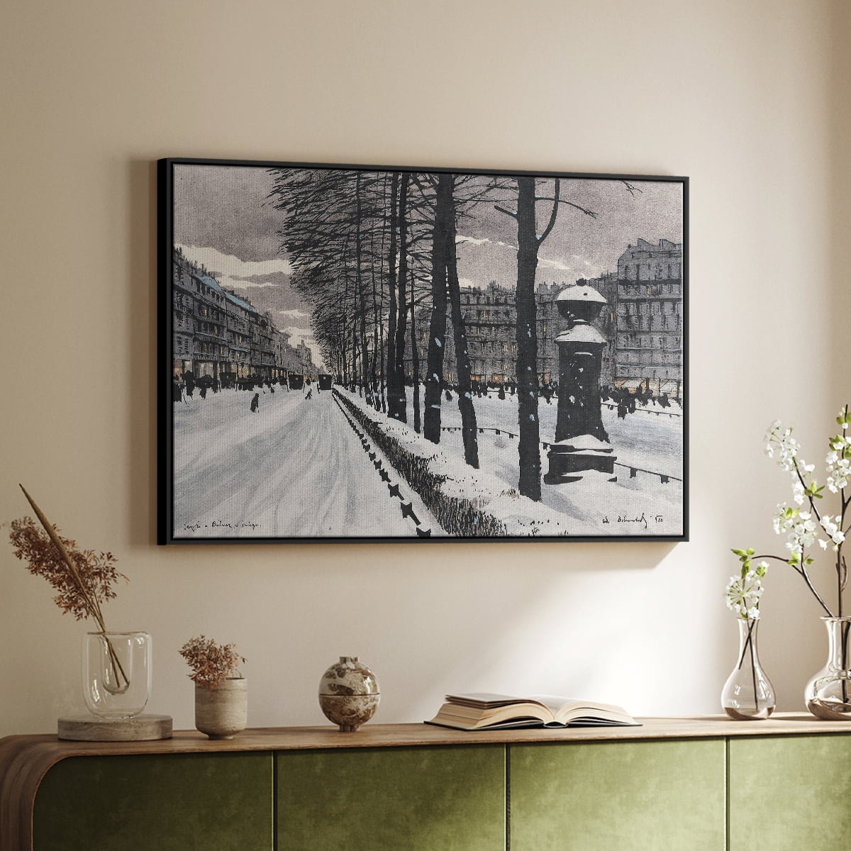 Vintage Landscape-CCLXXI By Wexford Home Framed in Black Wood Gallery Wrapped Canvas 25 in. x 37 in.