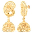 thumbnail image 5 of Efulgenz Indian Jewelry Traditional Gold Tone Peacock Jhumka Jhumki Dangle Earrings Set for Women, Perfect Valentines Day Gifts for Her (Style 1 Gold), 5 of 5