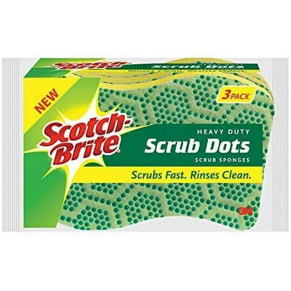 3M Scotch-Brite Scrub Dots Sponge - Heavy Duty - 3 Pack
