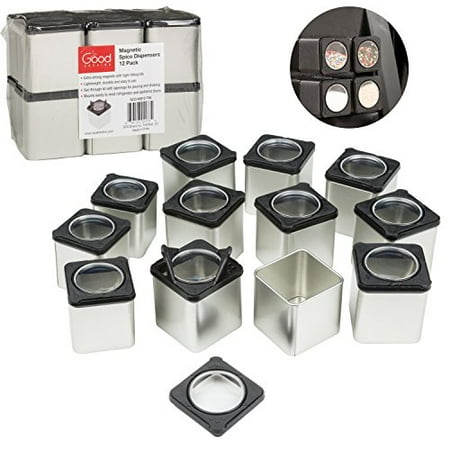 Ceramic Spice Box - Magnetic Spice Jars- Shake or Pour Containers Attach to Most Refrigerator Doors (12)
