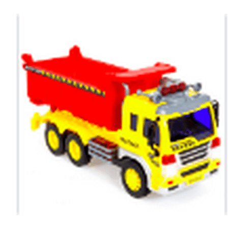 1/16 Scale Friction Powered Toy Dump Truck w/ Lights and Sound