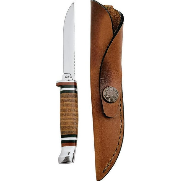 CASE 379 Utility Knife with Leather Sheath, 3.13 in L Blade, Brown/Tan