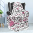 thumbnail image 4 of Princess Soft Flannel Fleece Throw Blanket, Fairy Tale Princess Tiara Crown Notebook Doodle Design Sketch Illustration, Cozy Plush for Indoor and Outdoor Use, 60" x 80", Grey Pink White, by Ambesonne, 4 of 5
