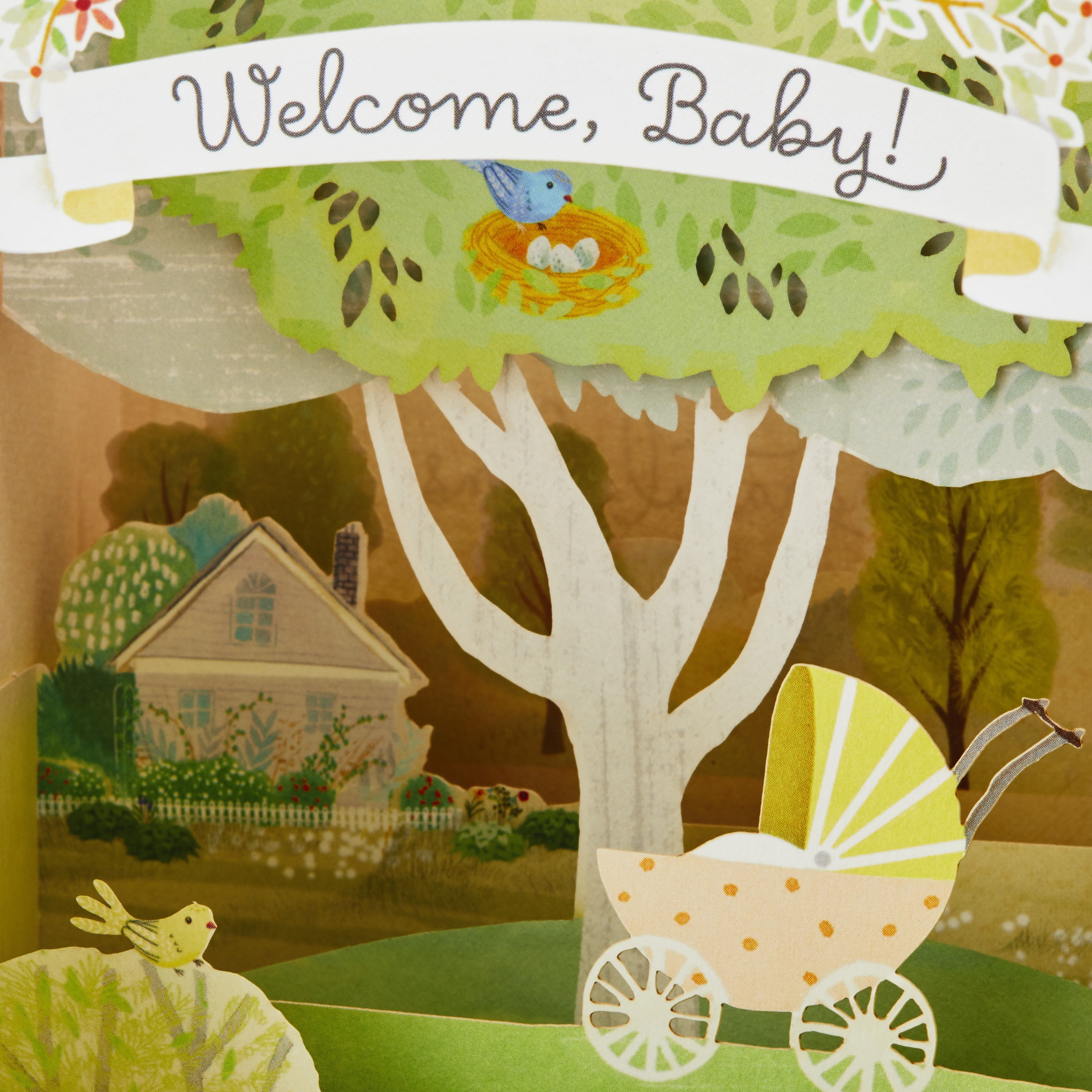 Hallmark Paper Wonder Displayable Pop Up Baby Shower Greeting Card (Family Tree)