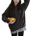 thumbnail image 4 of ITFABS Chandail à Capuchon Taille Haute pour Femmes Jupe de Fête de Rue Fendue sur le Côté, 4 of 6