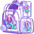 thumbnail image 1 of Mochila transparente infantil AGSDON juego sirena morado 32x41x17 cm, 1 of 7