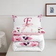 thumbnail image 4 of Initial A-Z Comforter Set,Initial Letter Toddler Bedding Set F,Floral Bowknot Down Comforter,Romantic Rose Alphabet Reversible Bed Set with 1 Pillowcase, 4 of 6