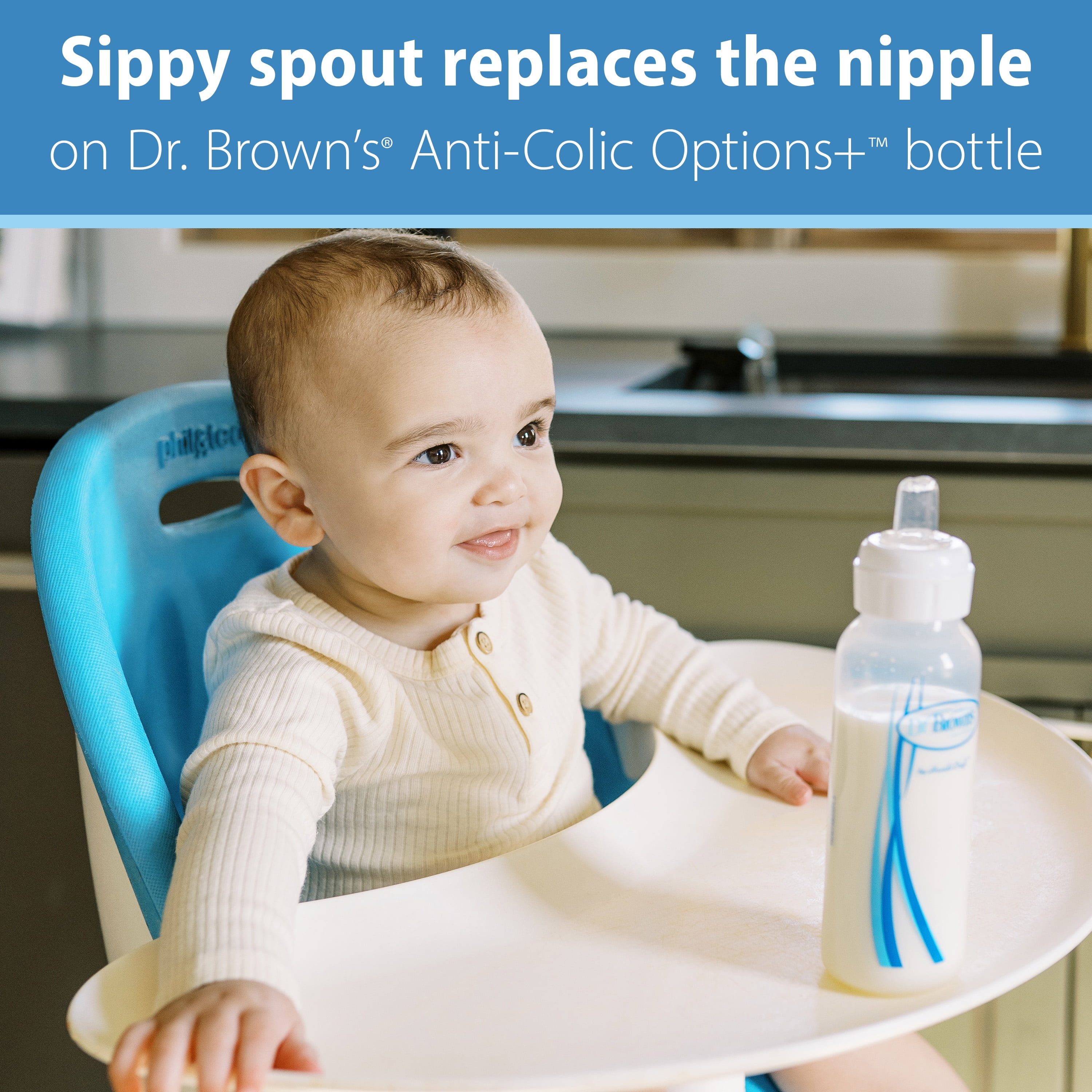 Dr. Brown's Natural Flow Anti-Colic Options+ Narrow Baby Bottle, 8oz, Slow Flow, 0m+, 6 Pack