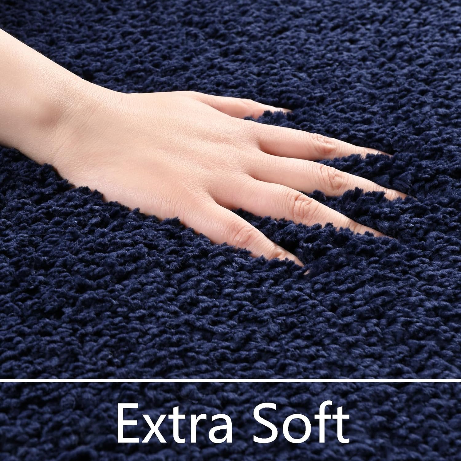 Junovo Soft Bathroom Rug Runner Absorbent Microfiber Bath Rugs for Bathroom Non Slip Bath Mat for Tub, Shower Floor,24"x70",Navy Blue