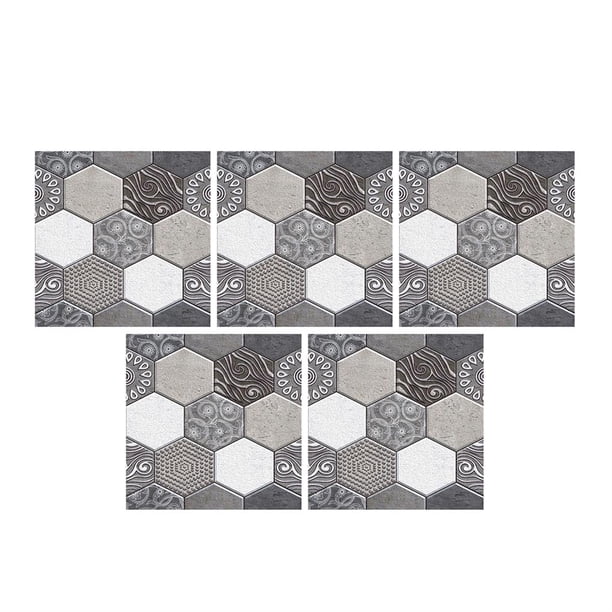 Azulejo Etiqueta De La Pared 3D Hexagonal Impermeable Etiqueta De La Pared Autoadhesivo Etiqueta Protectora De La Pared Para La Cocina Baño Sala De Estar Decoración 5Pcs Kearding HA013187-00