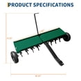 thumbnail image 5 of Heavy Duty Tow Behind Plug Aerator for Lawn - 48-Inch Width, All-Purpose Hitch, 3" Spikes & Inflatable Wheels - Ideal for Grass, Clay Soil & Large Yards - High-Quality Lawn Care Tool Kit, Green, 5 of 6