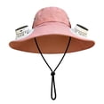 thumbnail image 3 of VogueHaven Wide Brim Solar Fan with 2 Fans, 3 Speed Adjustable Cloth Fan Hat for Outdoor Fishing Travel, Pink, 3 of 8