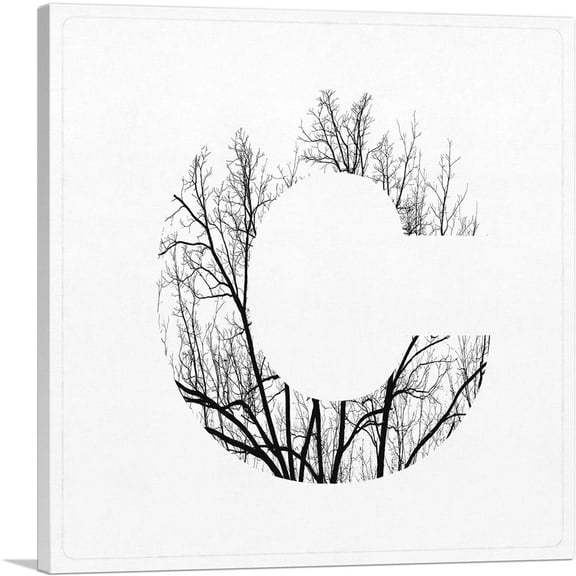 ARTCANVAS Tree Branches Alphabet Letter C Canvas Art Print - Size: 18" x 18" (0.75" Deep)