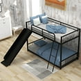 thumbnail image 4 of Harper & Bright Designs Twin Size Metal Bunk Bed with Slide, Twin Over Twin Bunk Slide Bed for Adults, Easy to Assemble, No Box Spring Needed, Black, 4 of 9