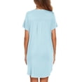 thumbnail image 5 of Ekouaer Women V-Neck Sleep Dress Short Sleeve Nightshirt with Split Hem Comfortable Nightgown, 5 of 6