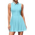 thumbnail image 1 of ATTRACO Robe de Tennis pour Femmes, Robe Polo Côtelée de Golf à Demi-Glissière, Robe d'Entraînement Plissée avec Short et Soutien-Gorge Intégrés, 1 of 8