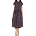 thumbnail image 2 of Plus Size Dress, Women's Wrap Midi Dress with Tie Waist, Flattering A-Line Solid Color Casual Dress, 2 of 3