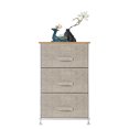thumbnail image 3 of Storage Fabric Dresser, SESSLIFE 3-Drawer Nightstand Dresser Organizer with Steel Frame and Wide Wood Top, Modern Bedside Table End Table for Bedroom Hallway Entryway Closets, Light Gray, X1304, 3 of 12