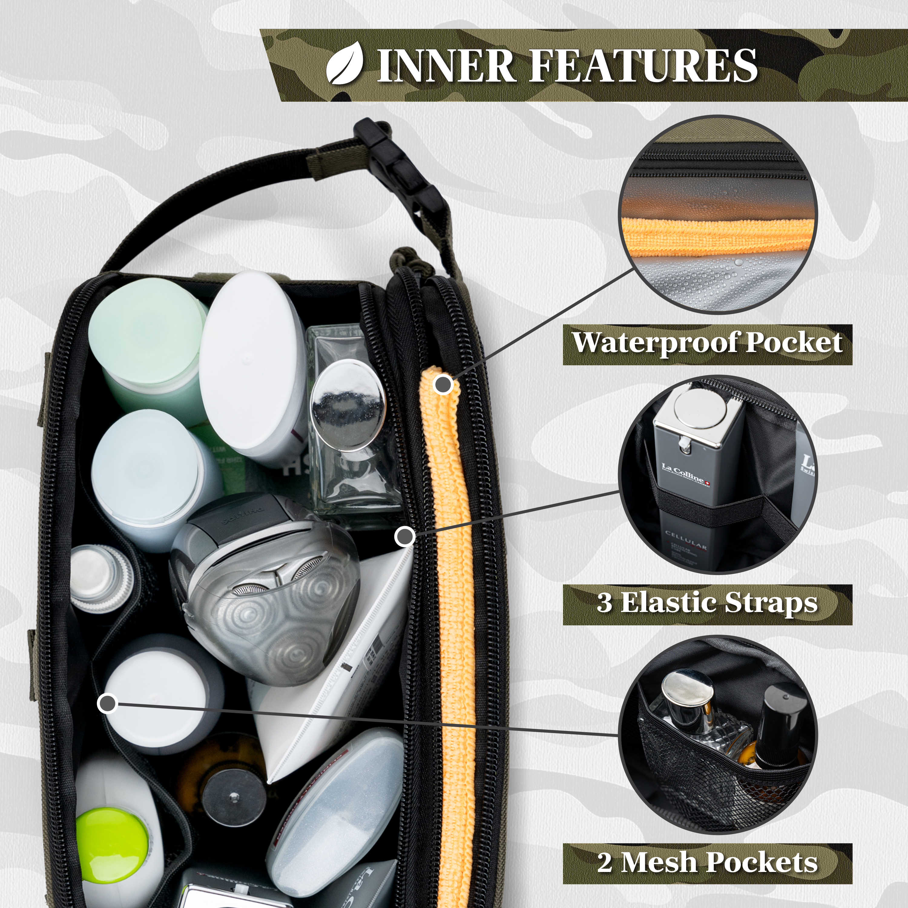 Pavilia Extra Large Tactical Toiletry Bag for Men, Hygiene Travel Bag, Military Dopp Kit, Water Resistant Molle Pouch, Mens Shaving Grooming Essentials, Bathroom Shower Small Organizer Case, Olive