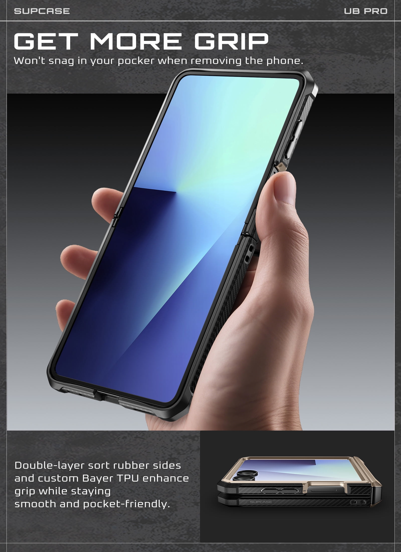 SUPCASE Unicorn Beetle Pro for Samsung Galaxy Z Flip 7 Case with Built-in Stand & Belt-Clip, [Hinge Protection] [Front Tempered Glass Screen Protector] Full Body Military-Grade Phone Cover, Desert