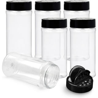 16 Pack 3.4oz/100ml Plastic Spice Bottles Set,Empty Seasoning Containers  with Black Cap,Clear Reusable Containers Jars for Spice,Herbs,Powders,Glitters  