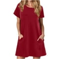 thumbnail image 1 of Chemises à Manches Courtes pour Femmes Robe T-Shirt d'Été Décontractée pour Femmes Tunique Ample à Manches Courtes avec Poches pour Femmes Robe d'Été Ample pour Femmes Robe T-Shirt Femme, 1 of 9