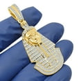 thumbnail image 3 of 23 + Grams Real Silver Simulated Diamond Egyptian King Tut Pharaoh Charm Pendent, 3 of 6