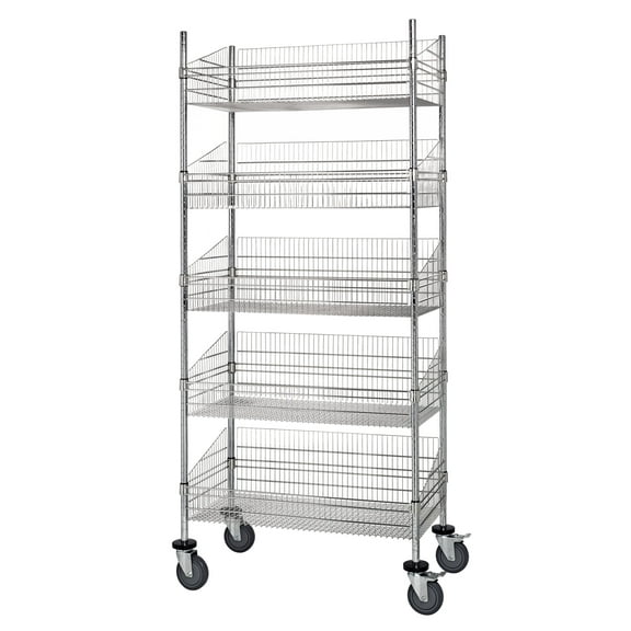 24" Deep x 24" Wide x 92" High 5 Tier Mobile Deep Basket Unit