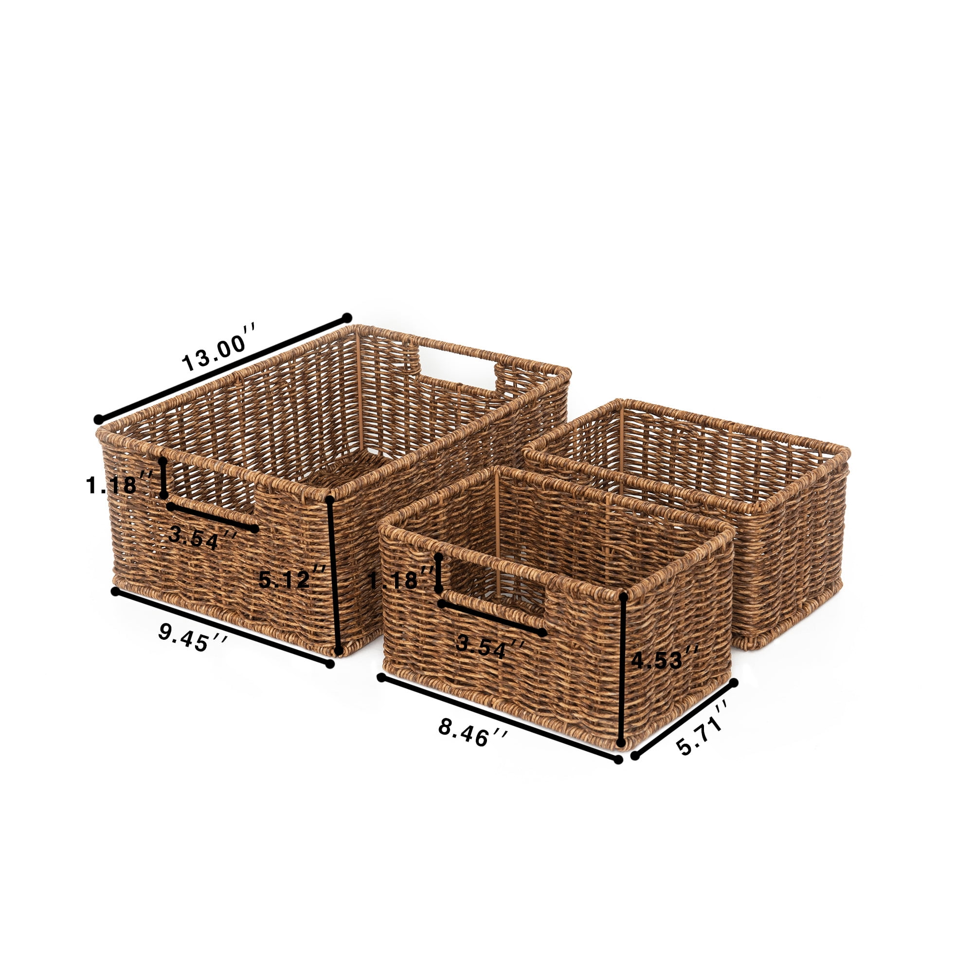 StorageWorks Wicker Storage Baskets, Handmade Woven Basket for Bathroom, 3-Pack